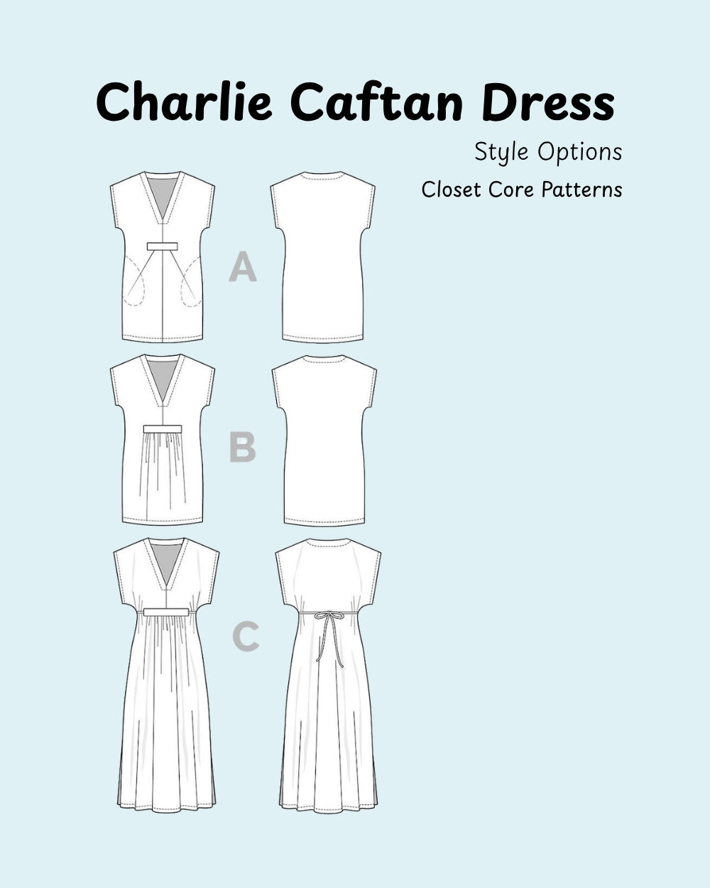 Charlie Caftan Dress, Sewing Pattern from Closet Core Patterns (Paper)