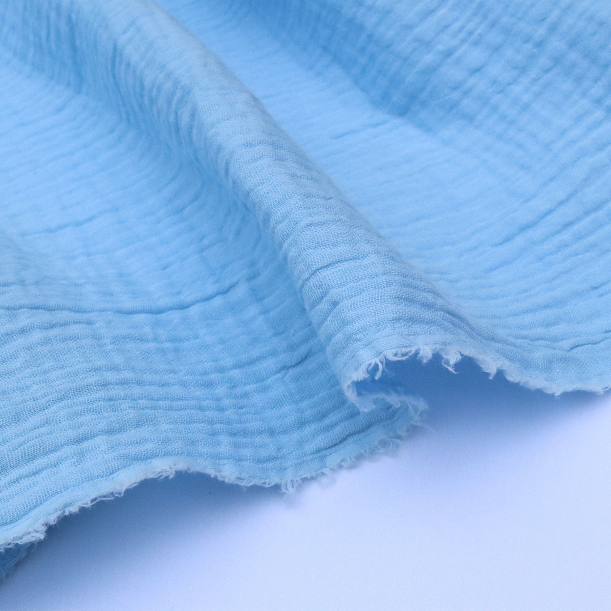 Close-up of textured blue fabric