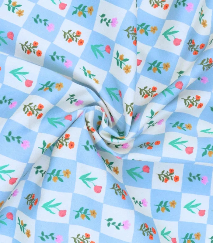 72cm REMNANT, Garden Square Cotton Satin Fabric