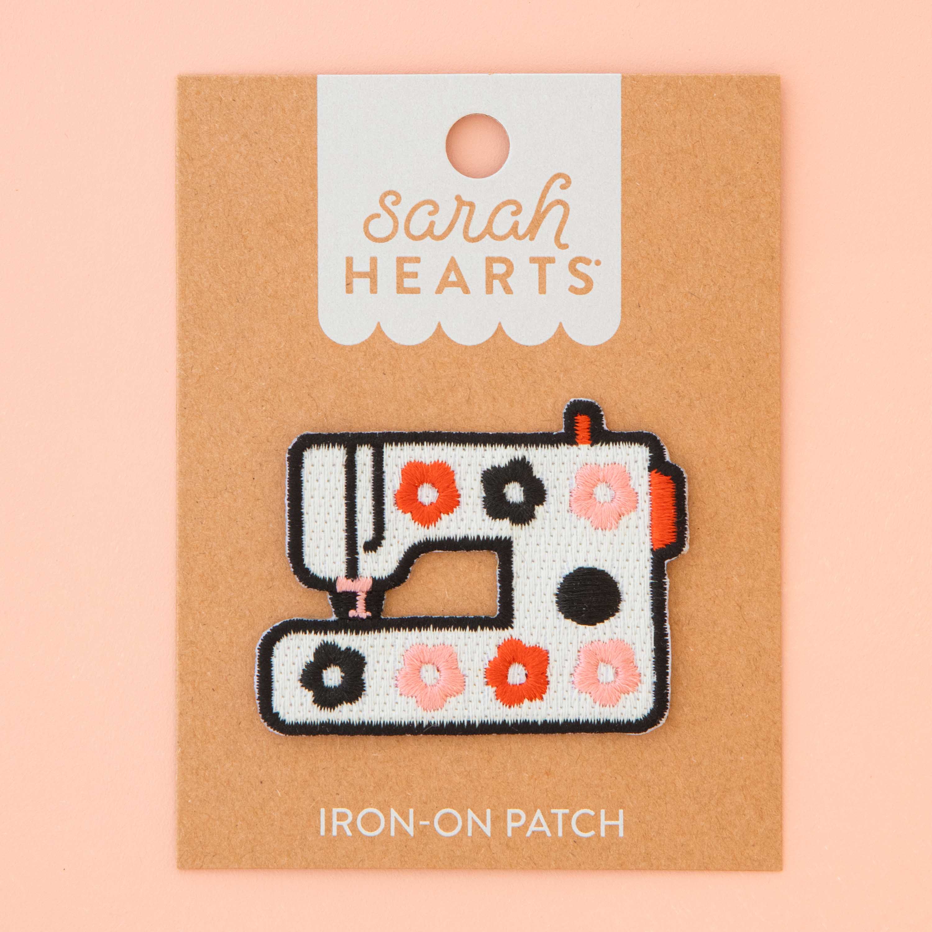 iron on patch sewing machine, on the Sarah Hearts packaging