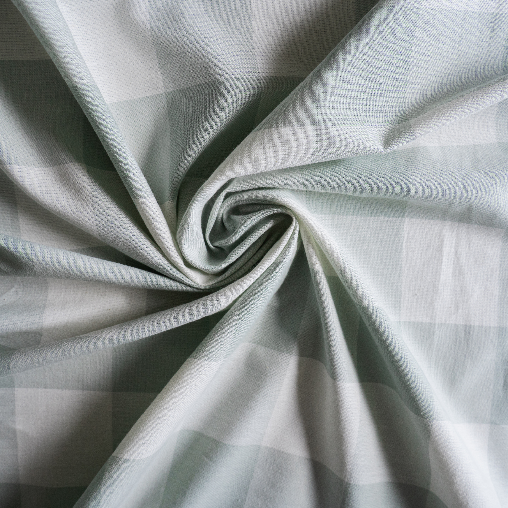 Cotton Gingham Fabric - Large Check Mist