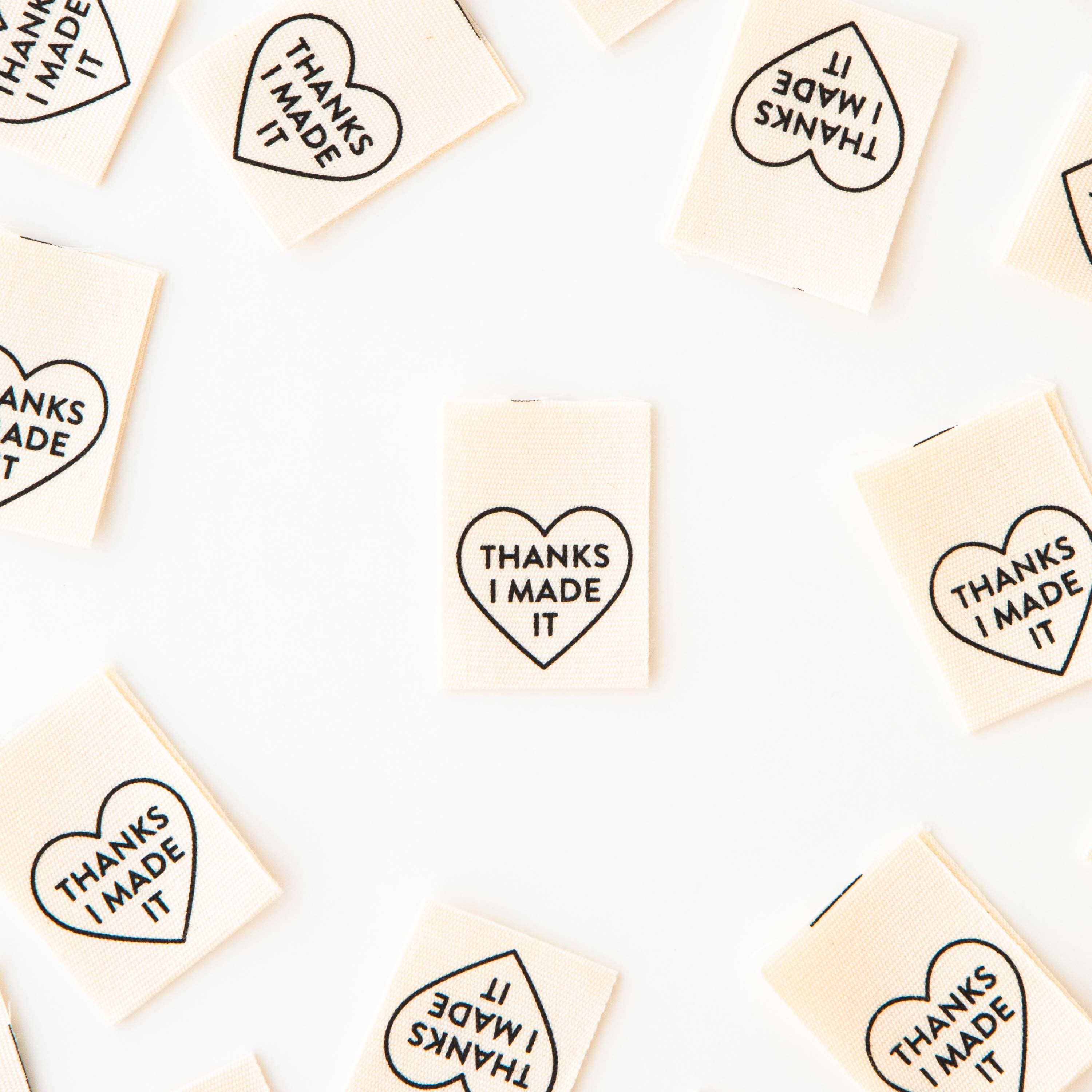 Woven Sew in Labels with heart-shaped &