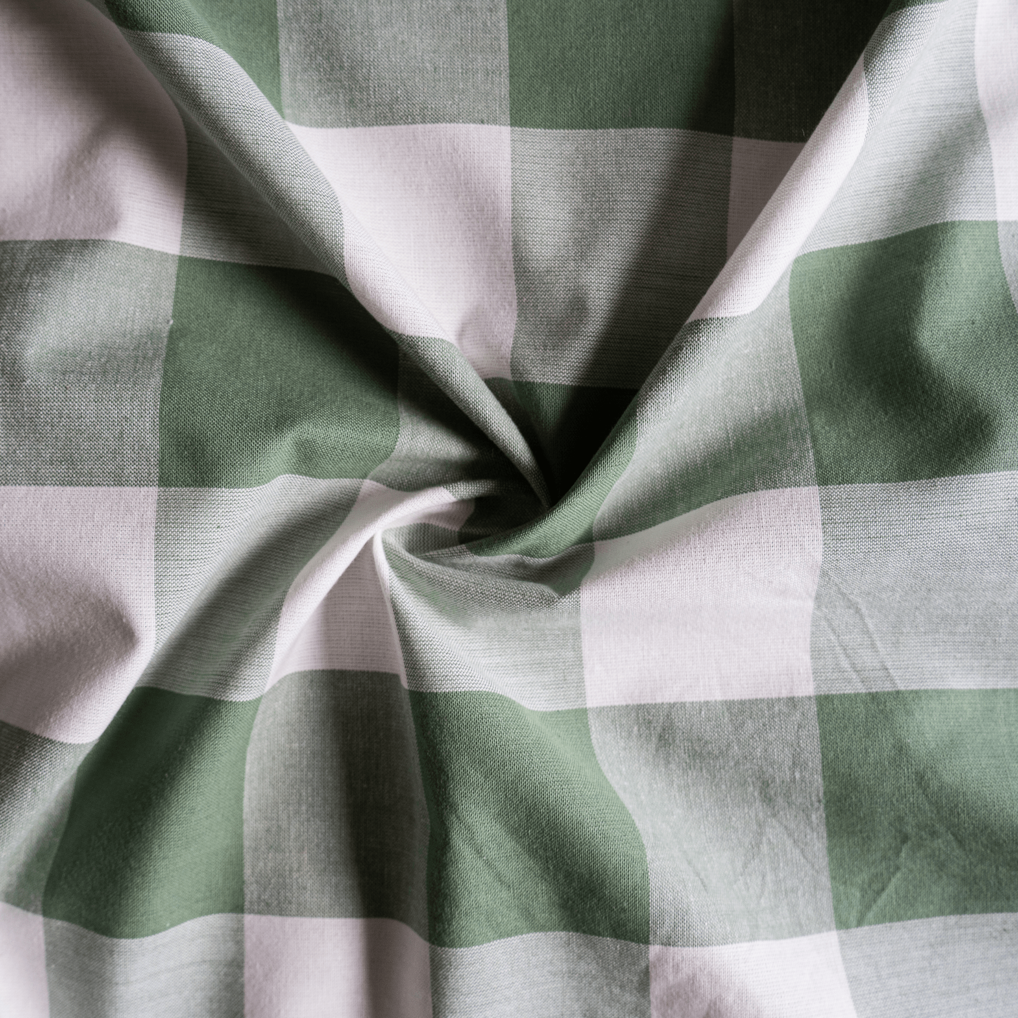 Cotton - Large Green Gingham Check - Fabric - sewecofabrics