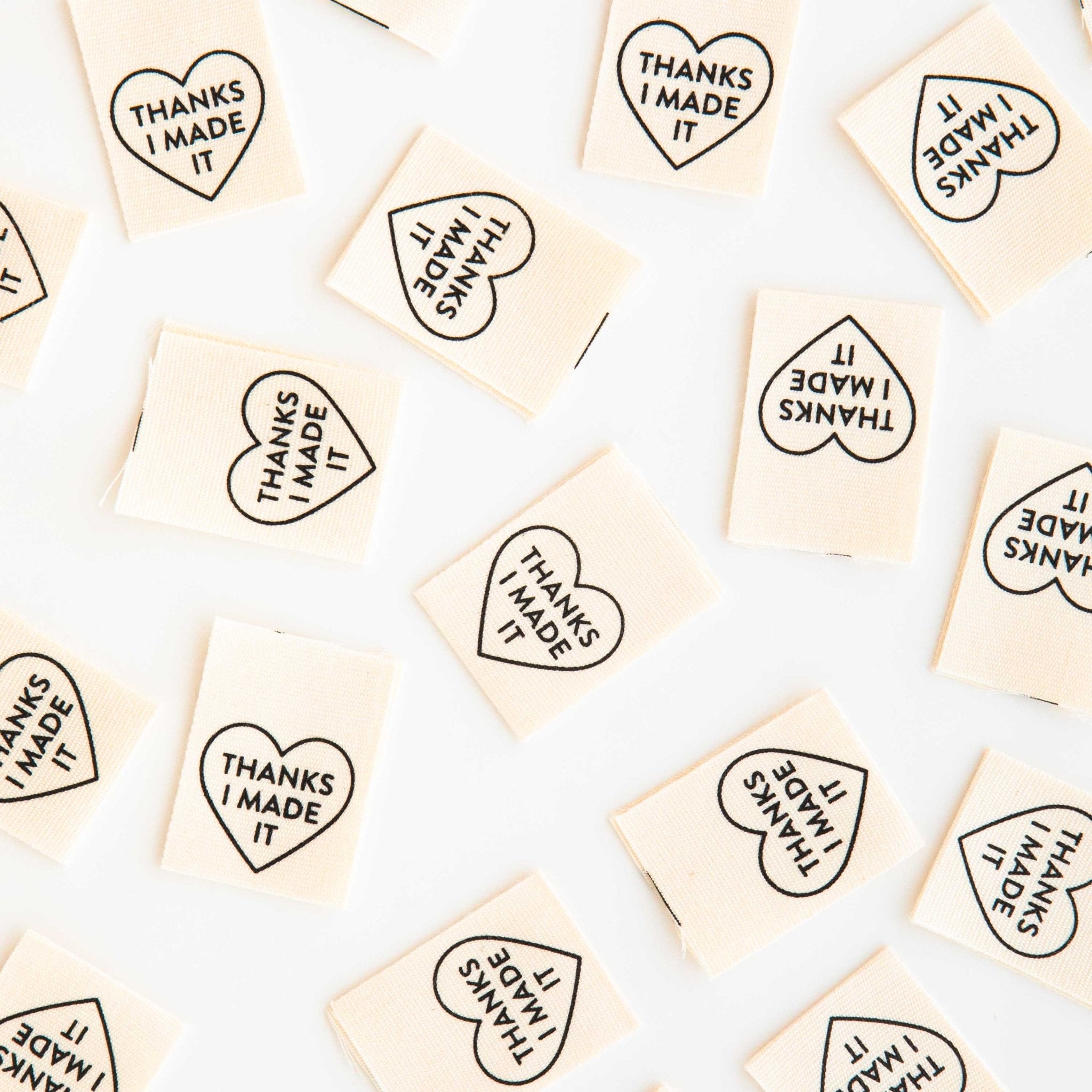 "Thanks I Made It" Heart (Organic Cotton) - Woven Sew in Label - sewecofabrics
