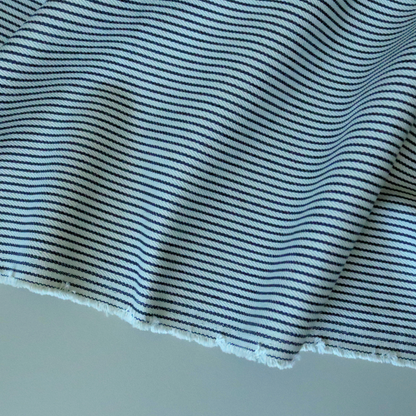 10oz Striped Organic Cotton Denim - Ecru Hickory