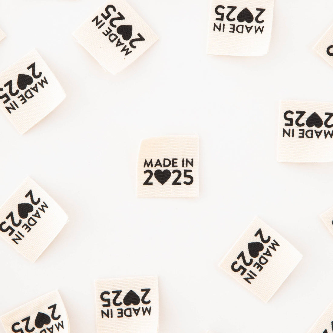 Made in 2025 Organic Cotton - Sarah Hearts - Sewing Labels