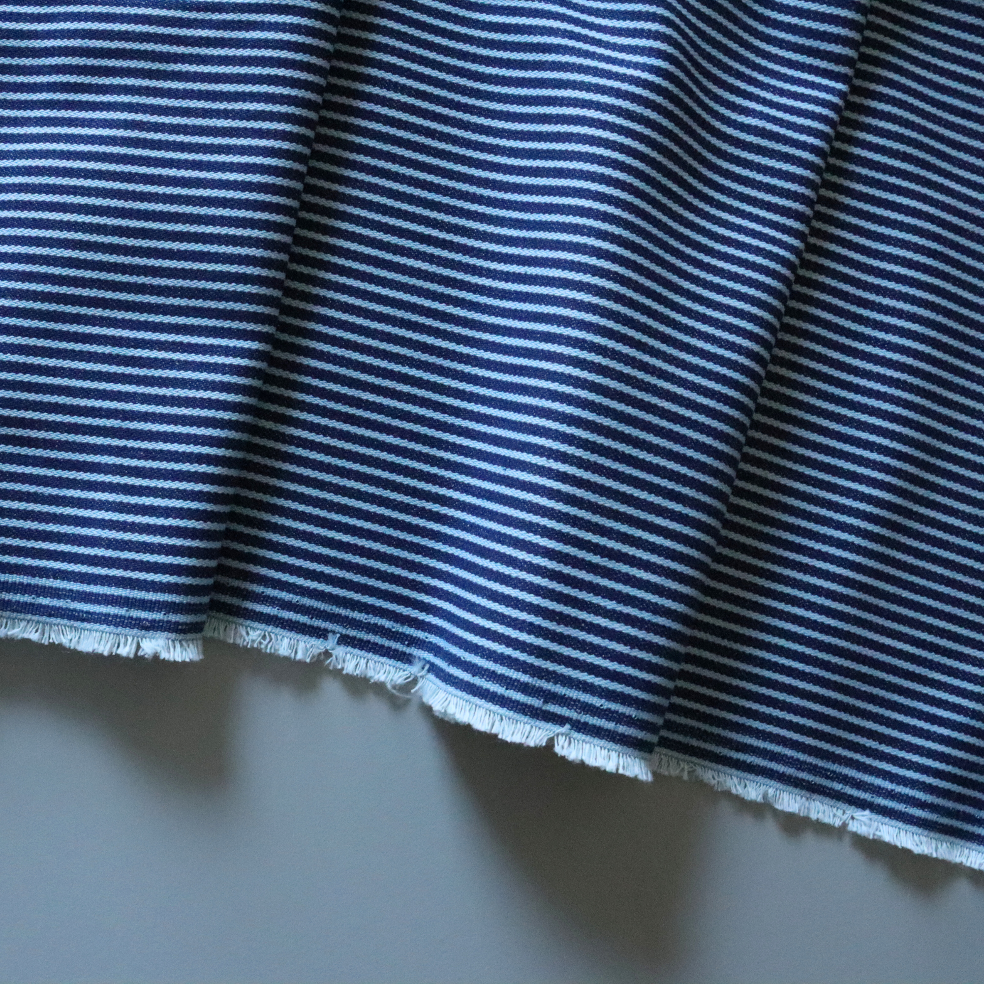 8oz Striped Cotton Denim - Blue Hickory