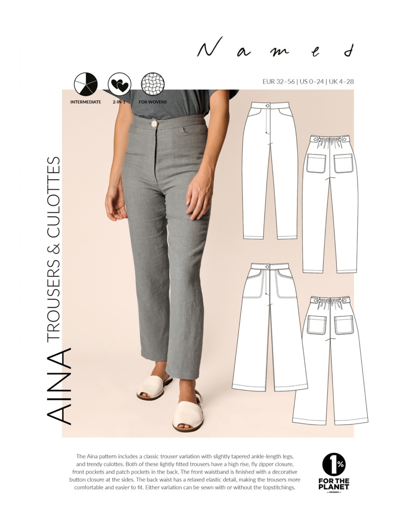 Aina Trousers &amp; Culottes - PDF Sewing Pattern