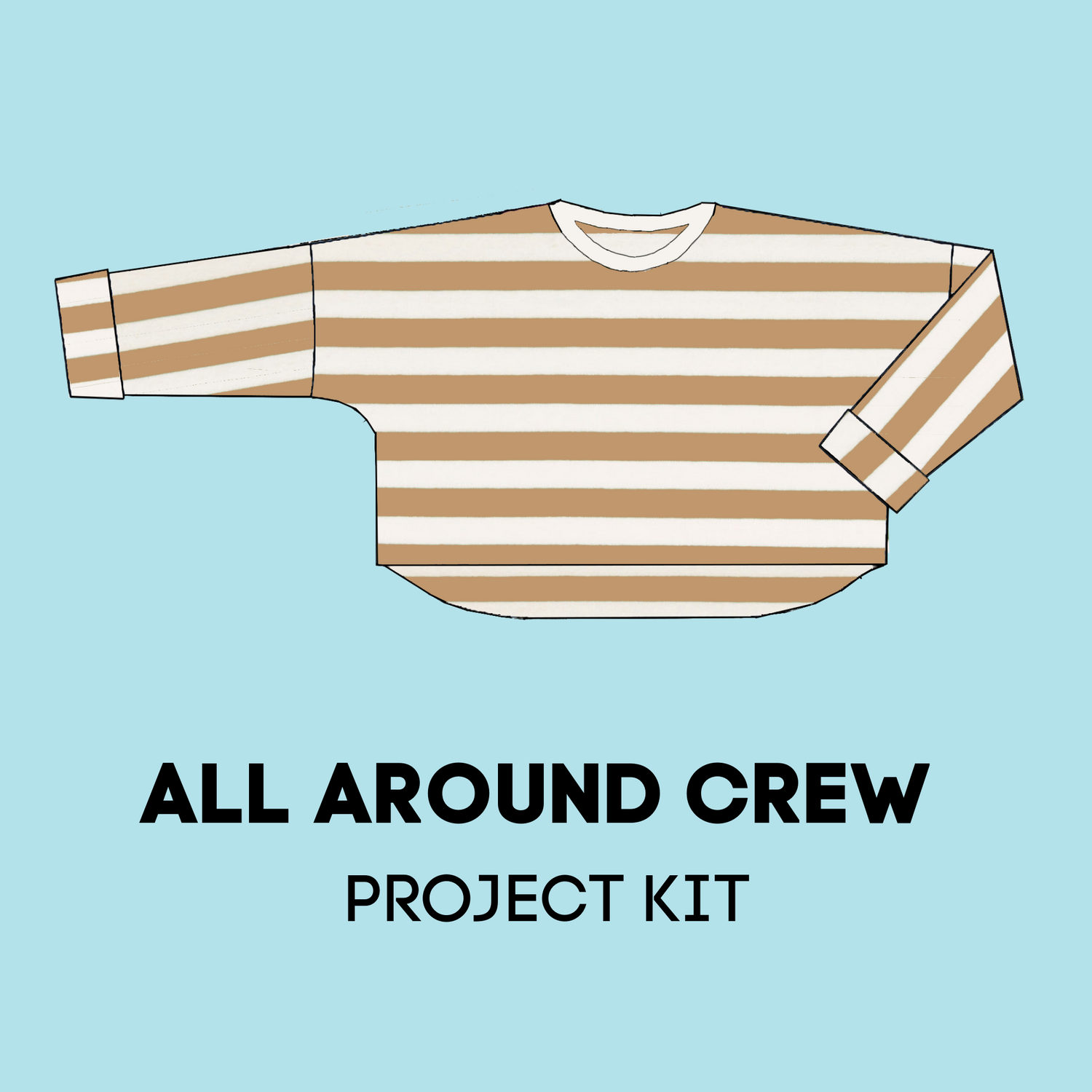 Sewing Project Kit - Beige/White French Terry with All Around Crew