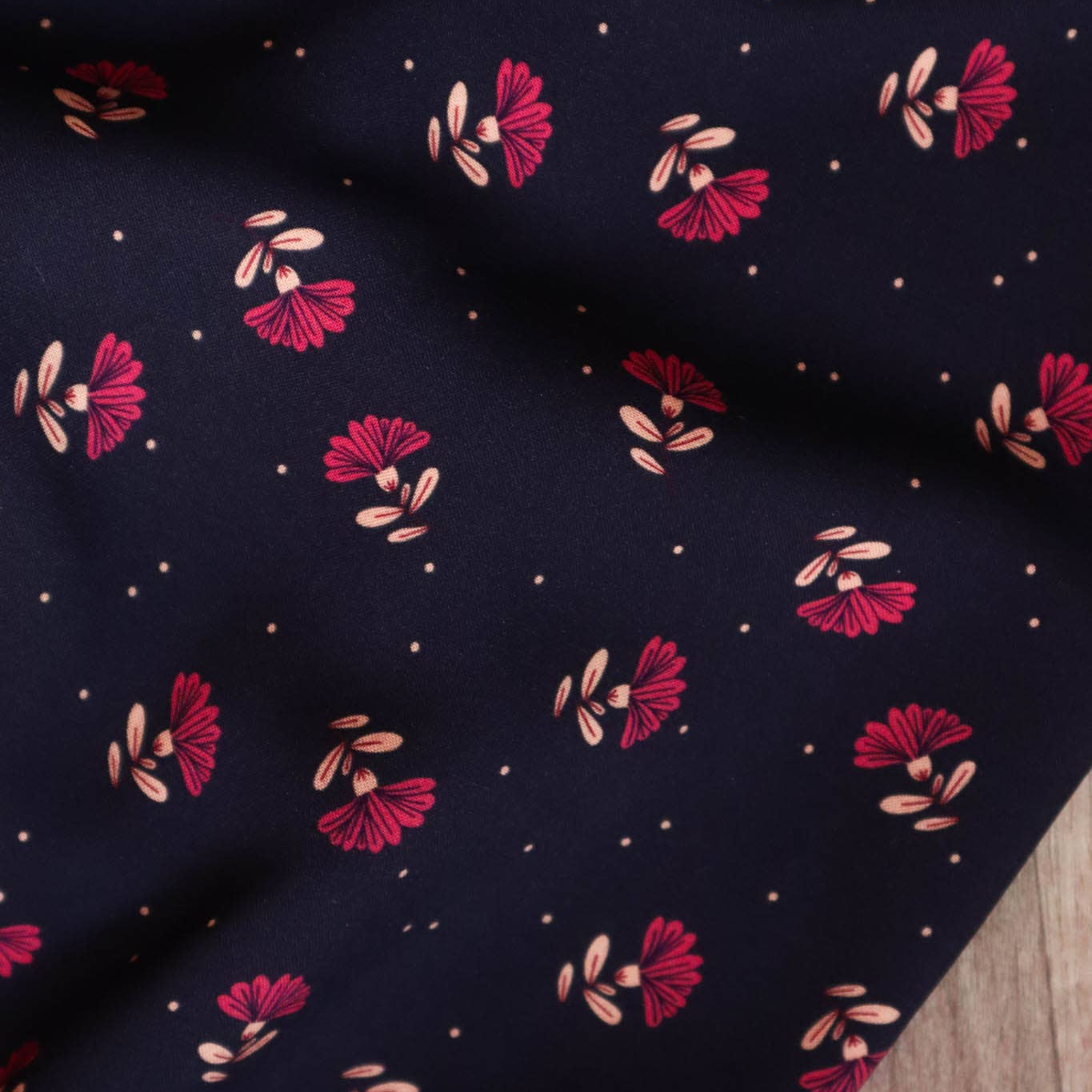 65cm REMNANT - Bérénice Encre - Viscose Fabric