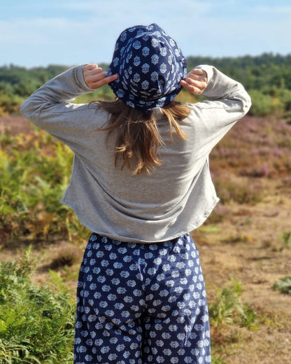 Bucket Hat PROJECT KIT with Green on Ochre Cotton