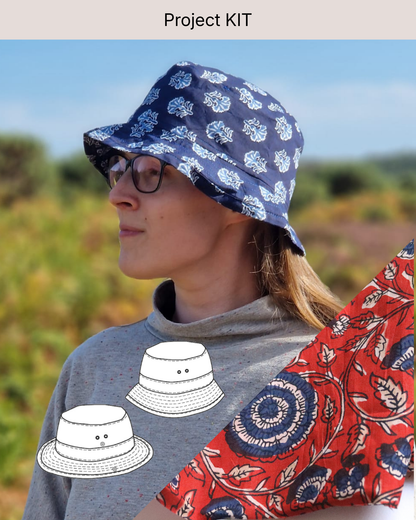Bucket Hat PROJECT KIT with Red Floral Cotton