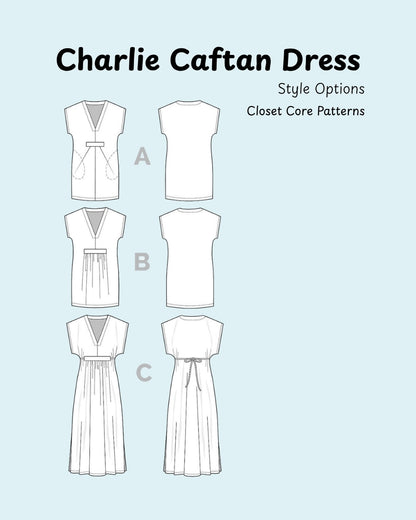 Charlie Caftan Dress, Sewing Pattern from Closet Core Patterns (Paper)
