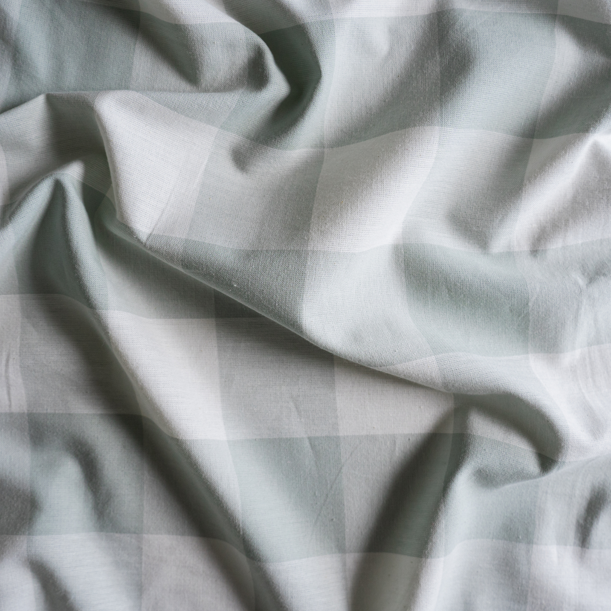 Cotton Gingham Fabric - Large Check Mist