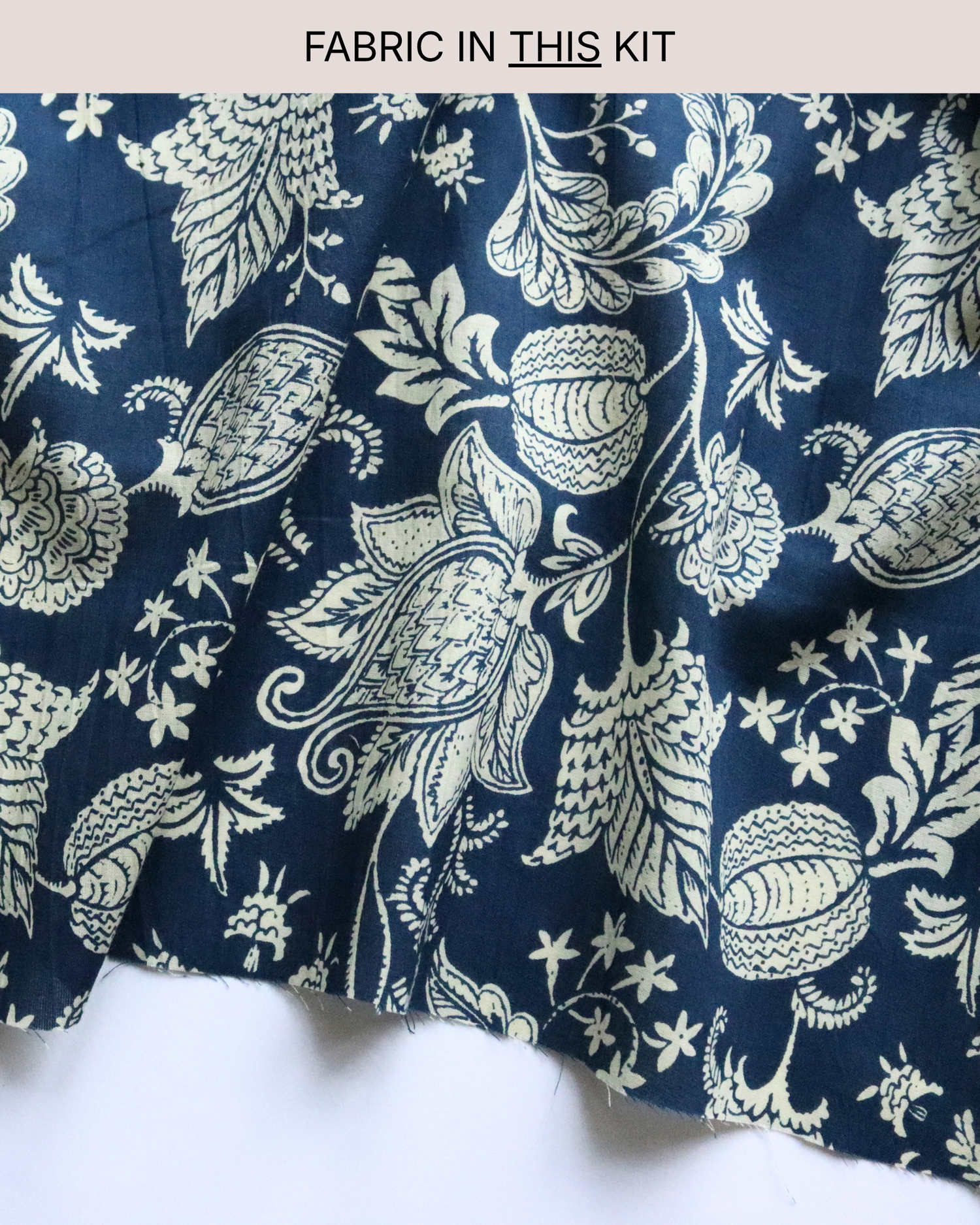 Bucket Hat PROJECT KIT with Cream on Indigo Cotton