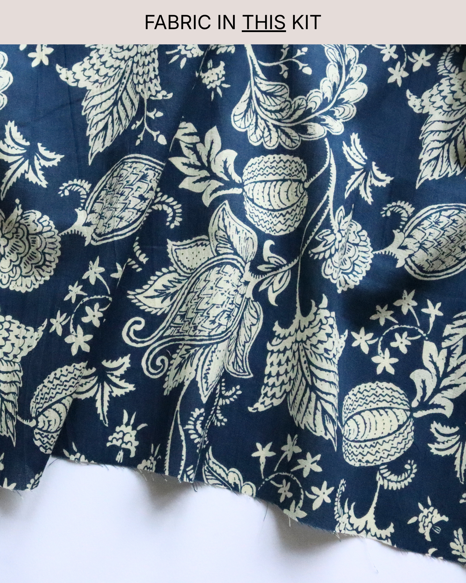 Bucket Hat PROJECT KIT with Cream on Indigo Cotton