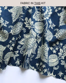 Bucket Hat PROJECT KIT with Cream on Indigo Cotton