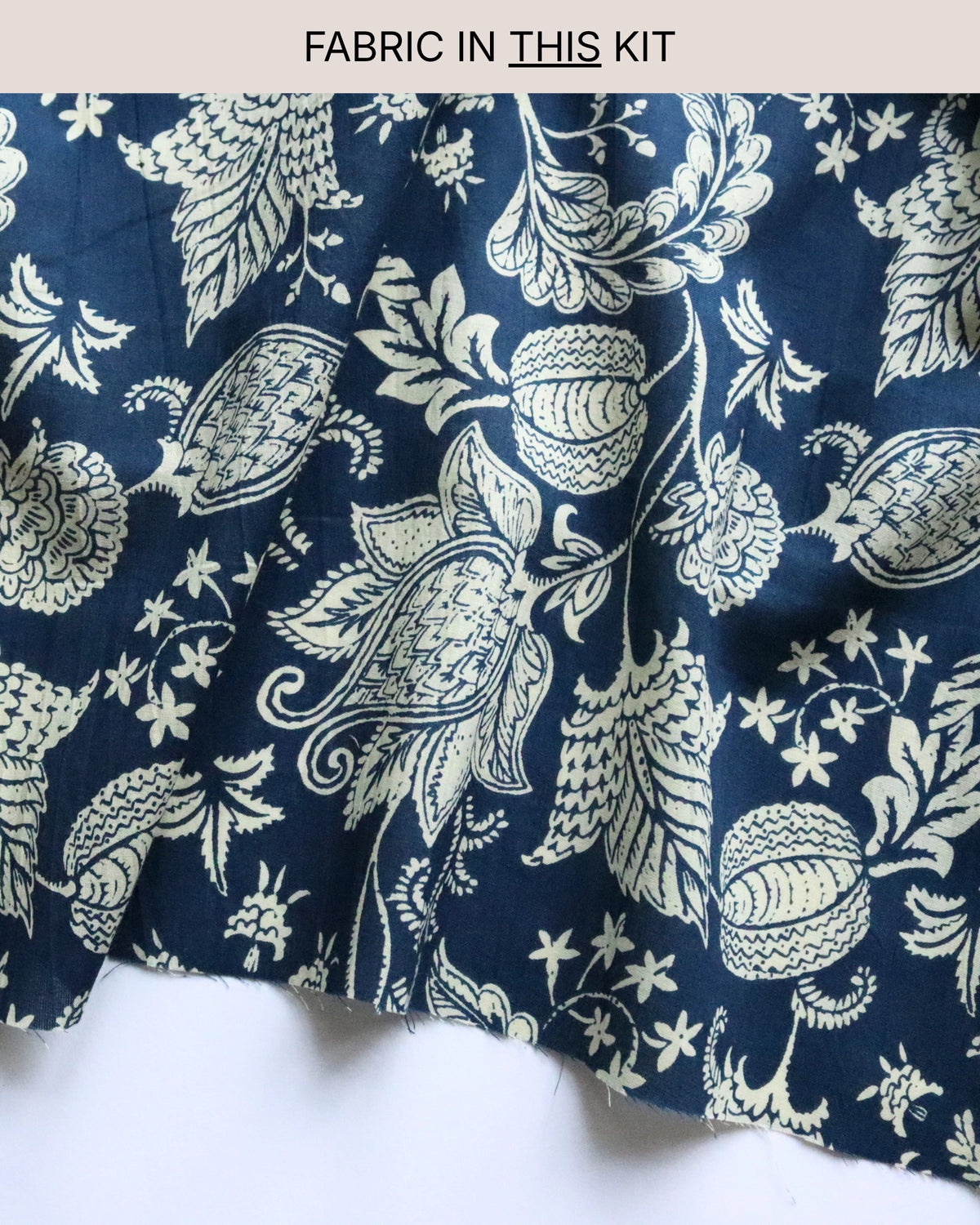 Bucket Hat PROJECT KIT with Cream on Indigo Cotton