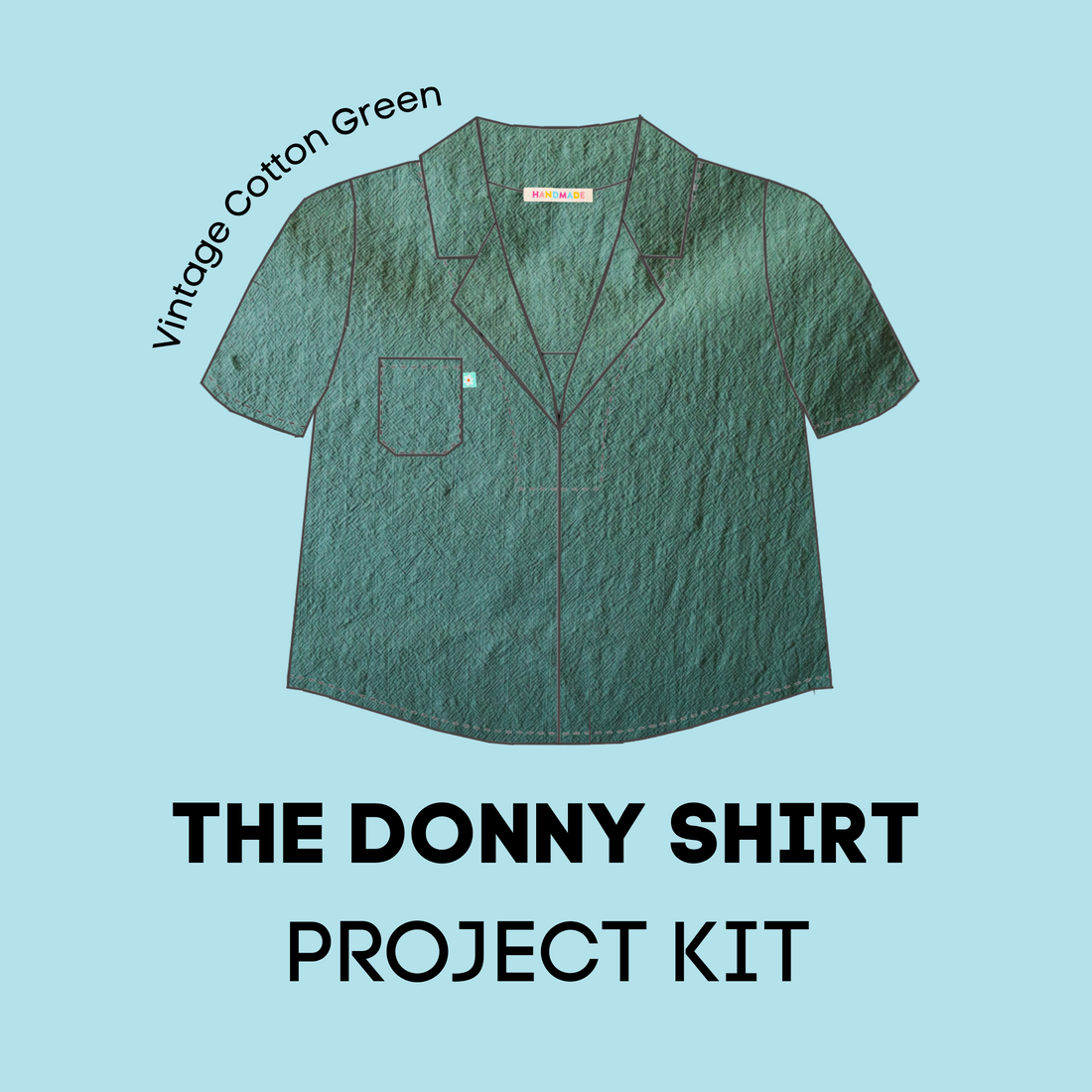 Sewing Project Kit - Green Vintage Cotton - Donny Shirt