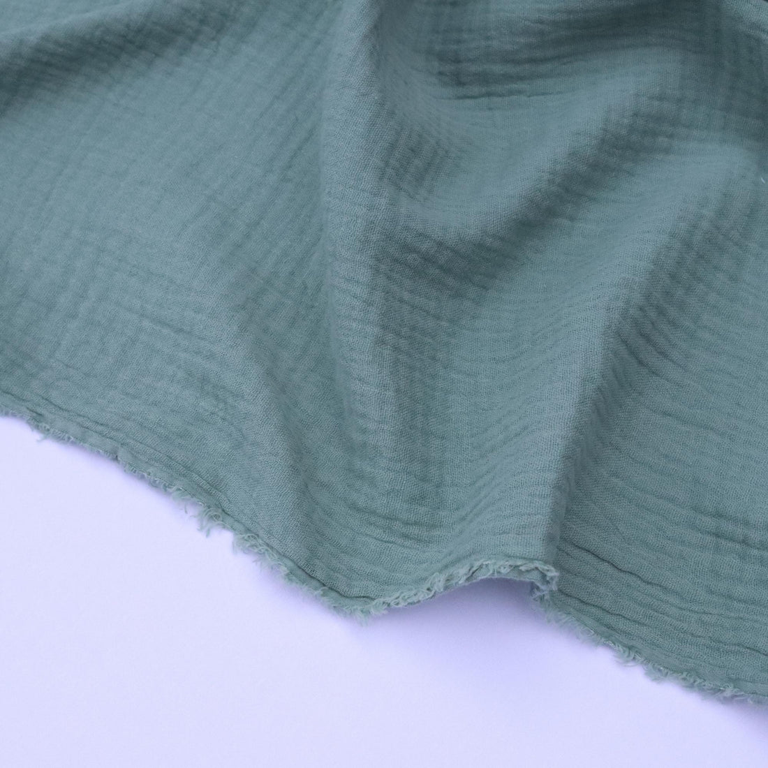 Close-up of green fabric on a white background