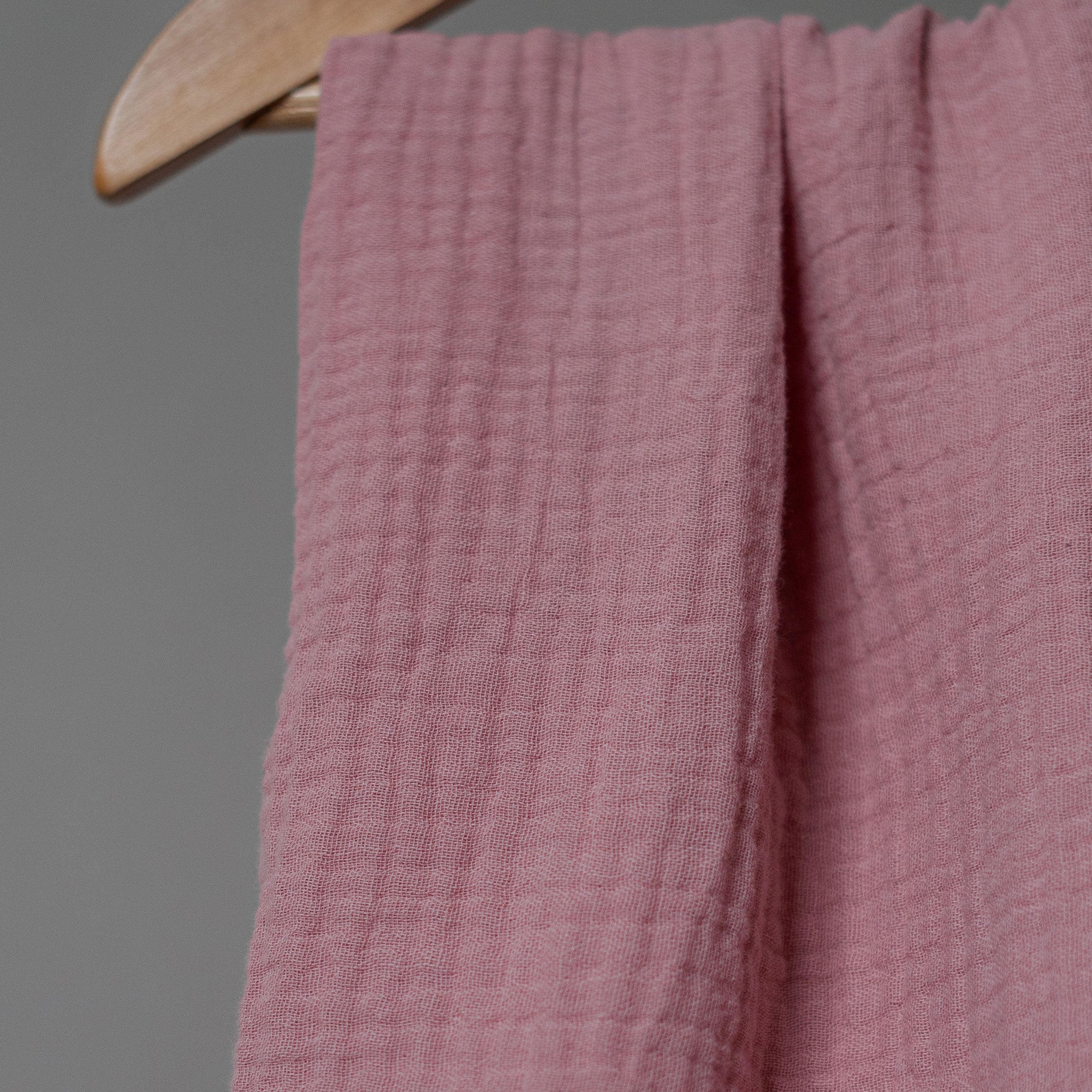 Double Gauze Cotton - Plain Solid - Dusky Pink Fabric