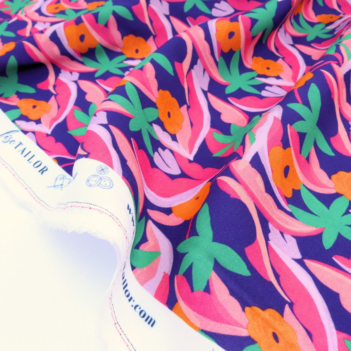 Colorful fabric with floral pattern and &