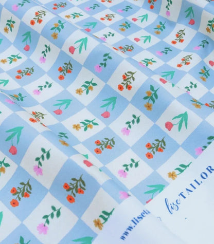 72cm REMNANT, Garden Square Cotton Satin Fabric