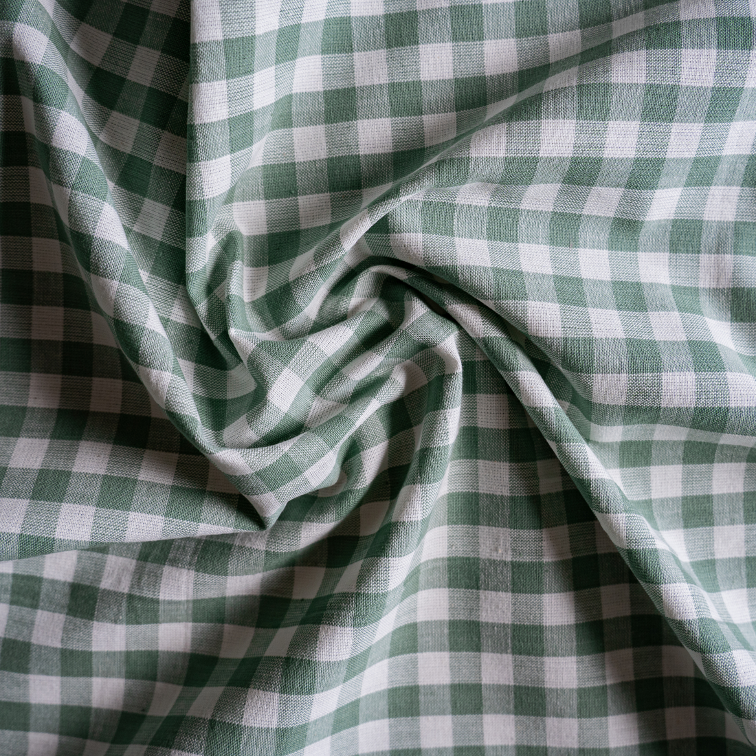 Cotton - Green Small Check Gingham Fabric