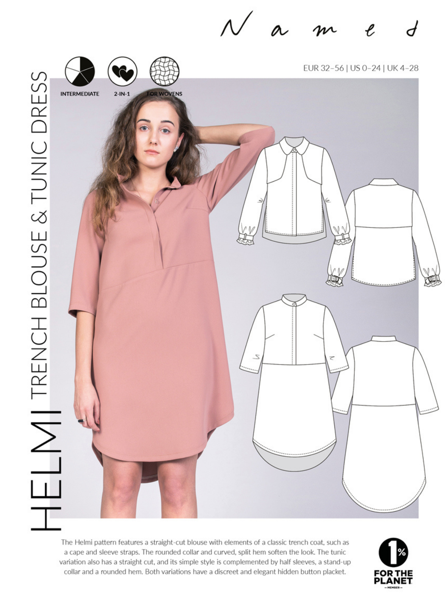 Helmi Trench Blouse &amp; Tunic - PDF Sewing Pattern