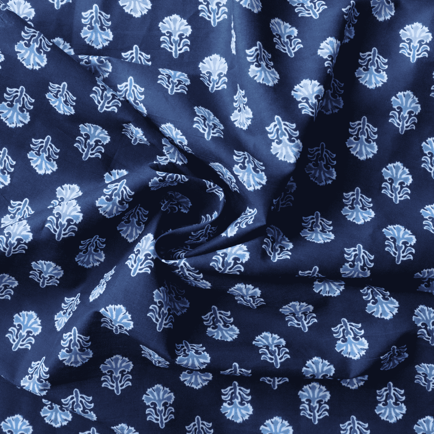 Indigo Abstract in Block Printed Cotton Fabric