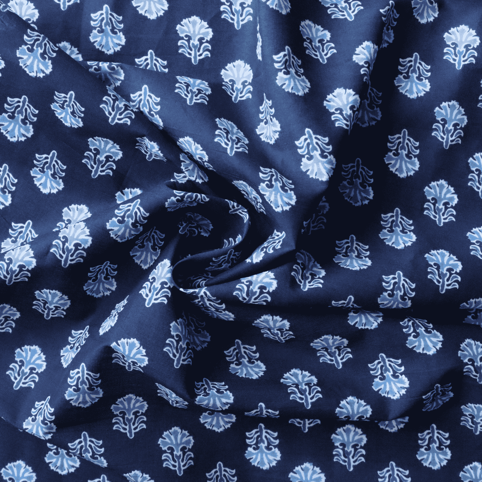 Indigo Abstract in Block Printed Cotton Fabric