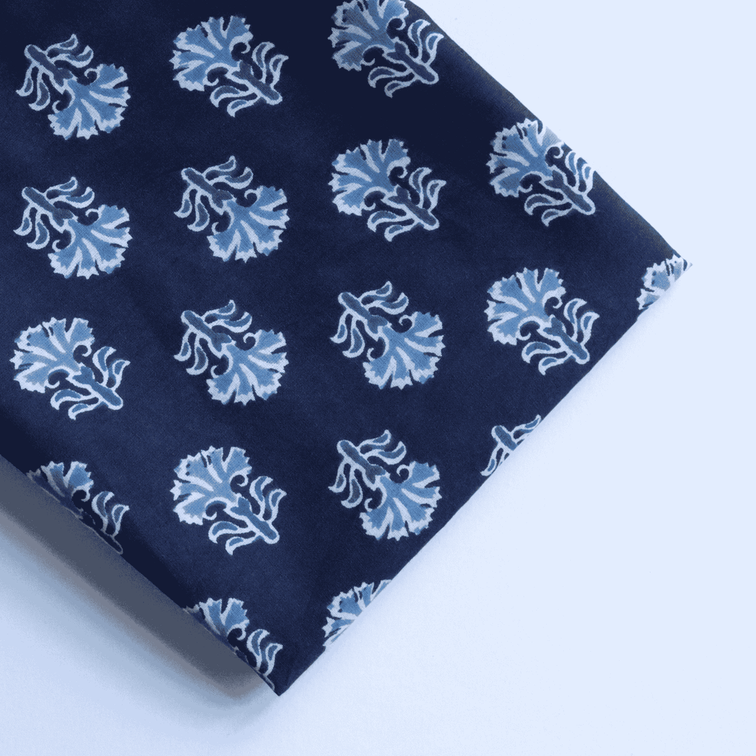 Indigo Abstract in Block Printed Cotton Fabric