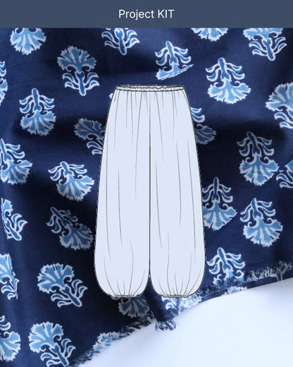 Bubble Pants Project KIT with Indigo Abstract