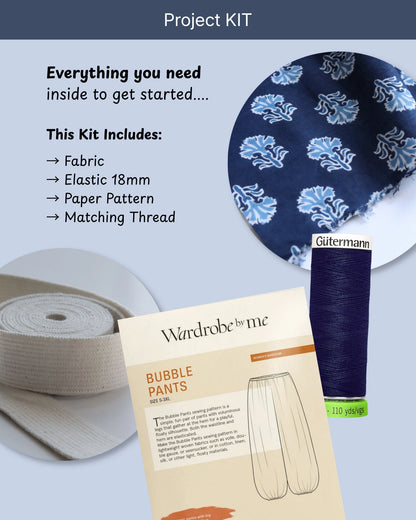 Bubble Pants Project KIT with Indigo Abstract