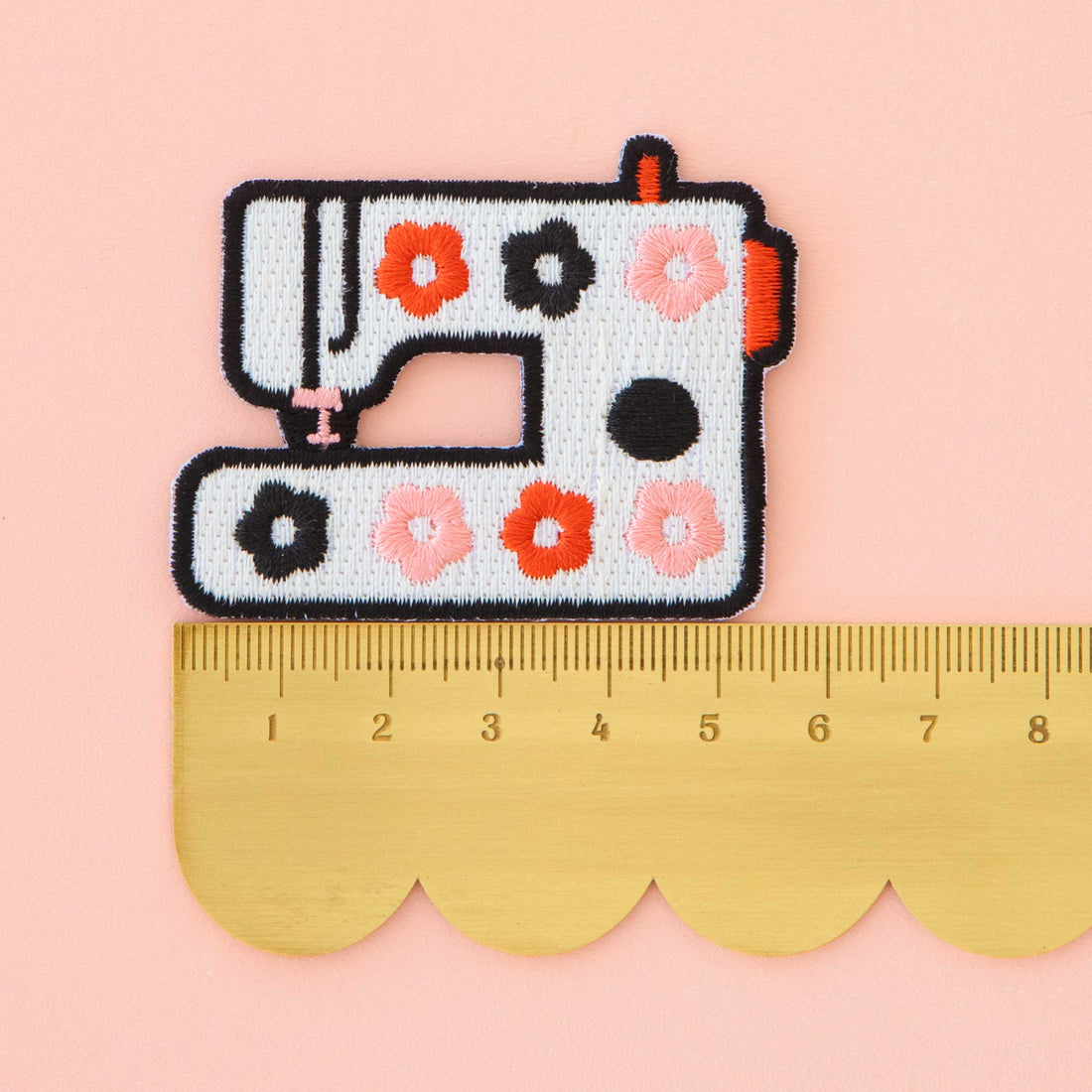 Floral Sewing Machine Iron on Patch, measuring at 5.3cm