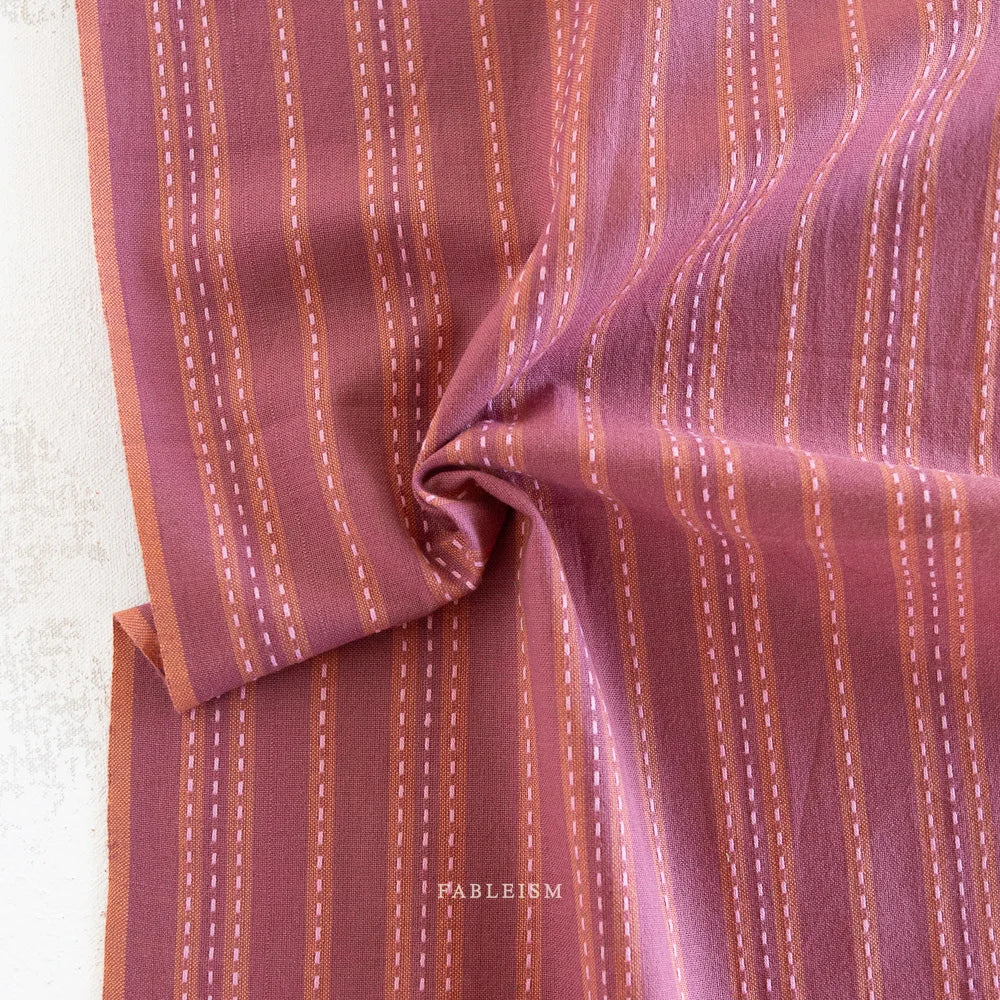 Stitch Stripe in Blackberry Cotton Fabric