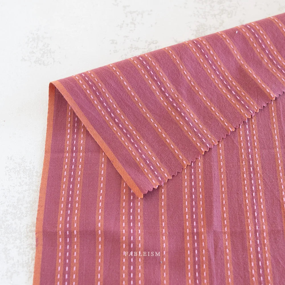 Stitch Stripe in Blackberry Cotton Fabric