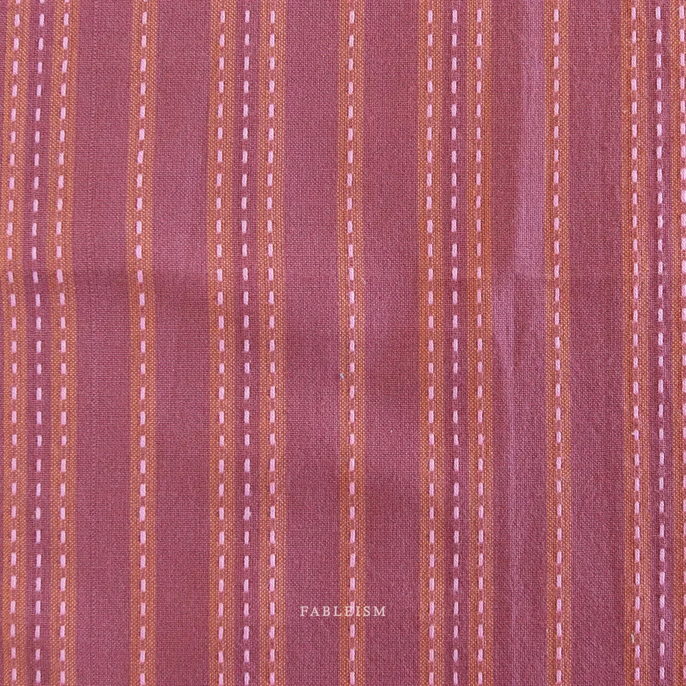 Stitch Stripe in Blackberry Cotton Fabric