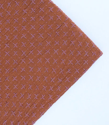 Indian Cross-Stitch Cotton Fabric in Marcy Rust