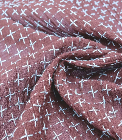 68cm REMNANT, Cool Browns Cross-Stitch Cotton Fabric