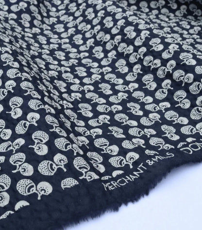 1.88m REMNANT, Organic Cotton Japanese Seersucker Fabric in Navy Nut