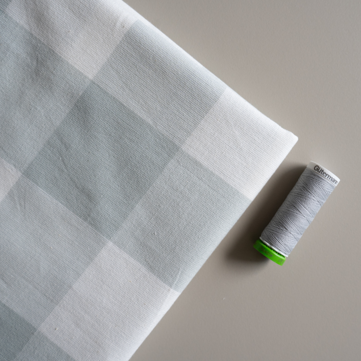 Cotton Gingham Fabric - Large Check Mist