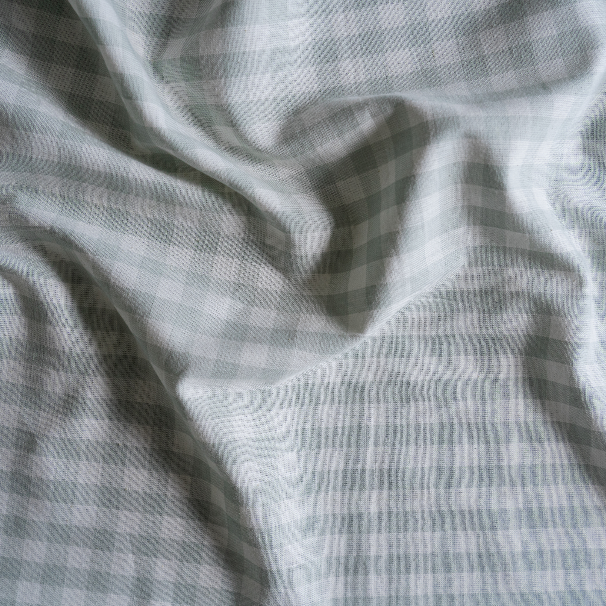 1.4m REMNANT - Mist Small Check Gingham - Cotton