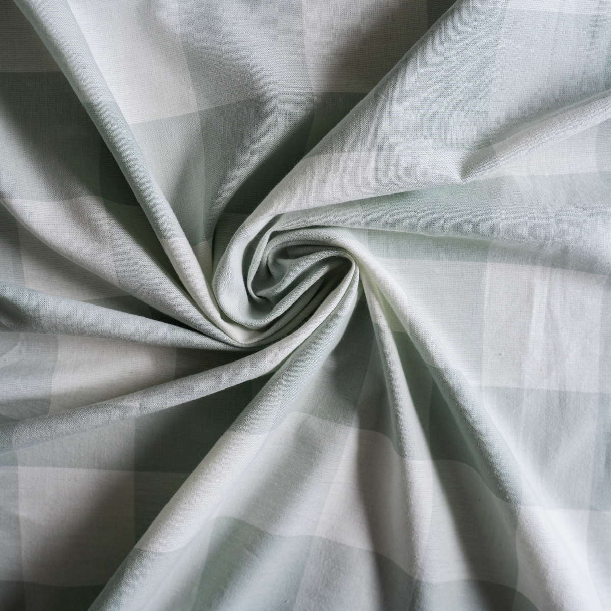 Cotton Gingham Fabric - Large Check Mist