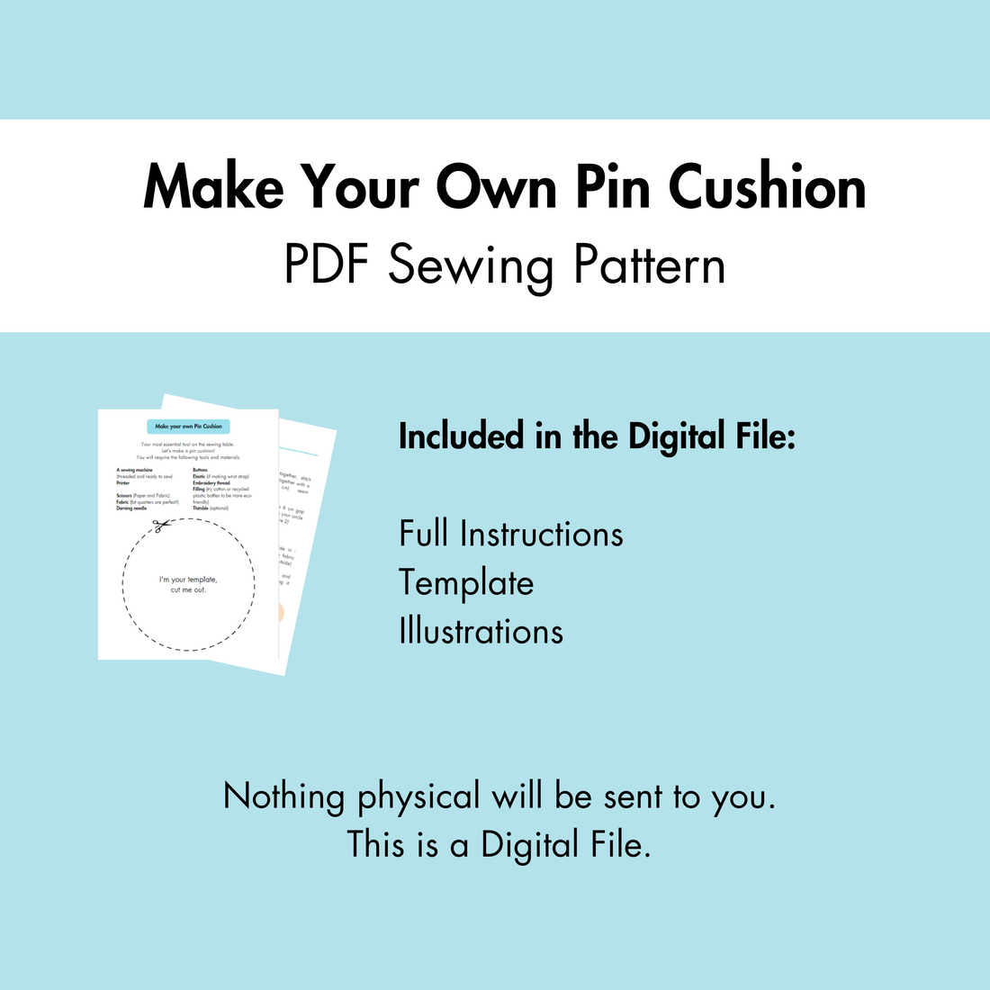 Make Your Own Pin Cushion - PDF Sewing Pattern
