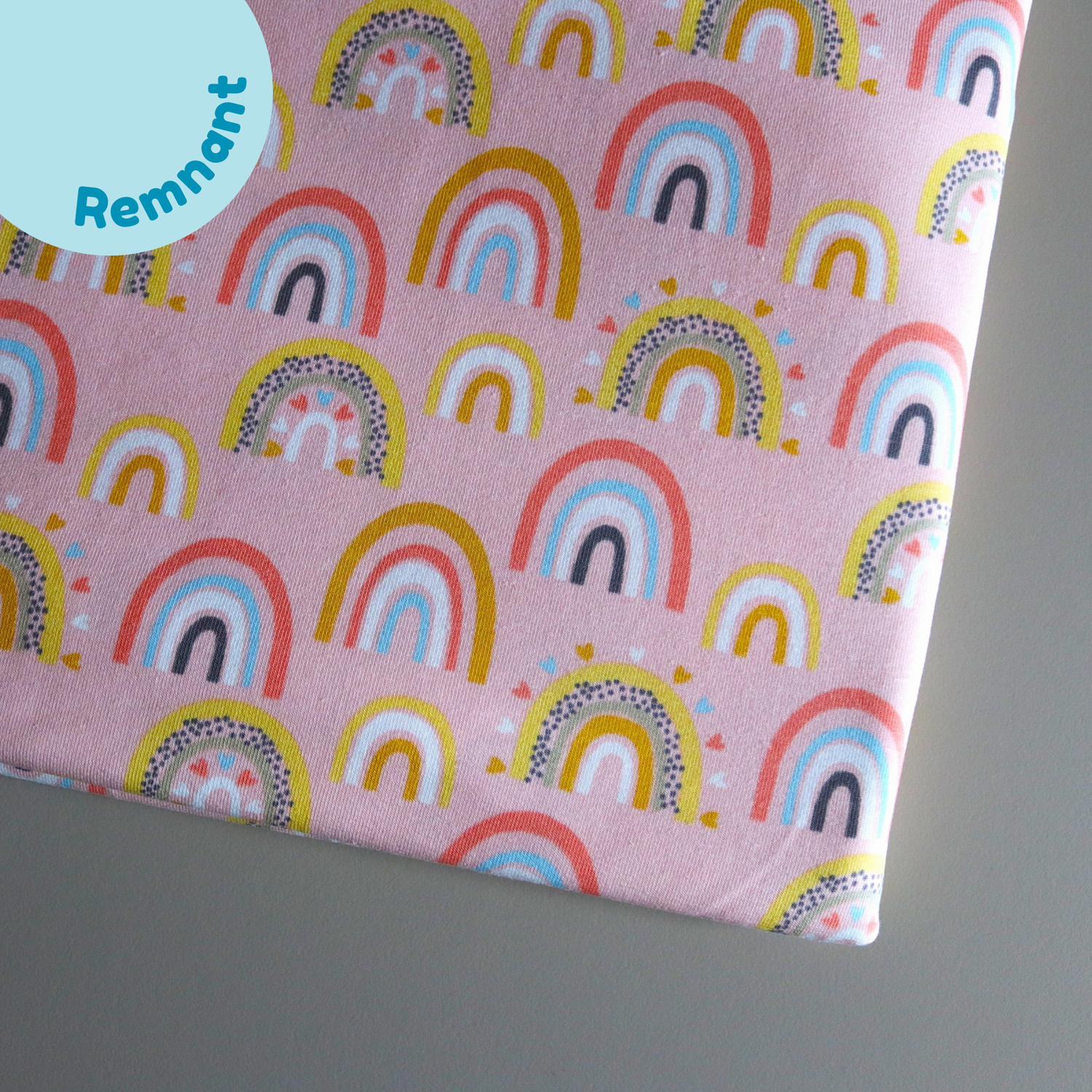 85cm REMNANT - Cotton Jersey - Rainbows [Reclaimed] Fabric