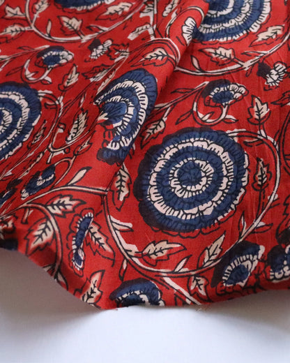 Bubble Pants Project KIT with Floral Red Block-Print Cotton