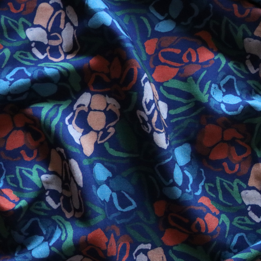 Roseraie Midnight Viscose Fabric