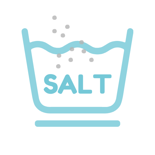 Icon of a salt shaker with the word 'SALT' inside on a white background