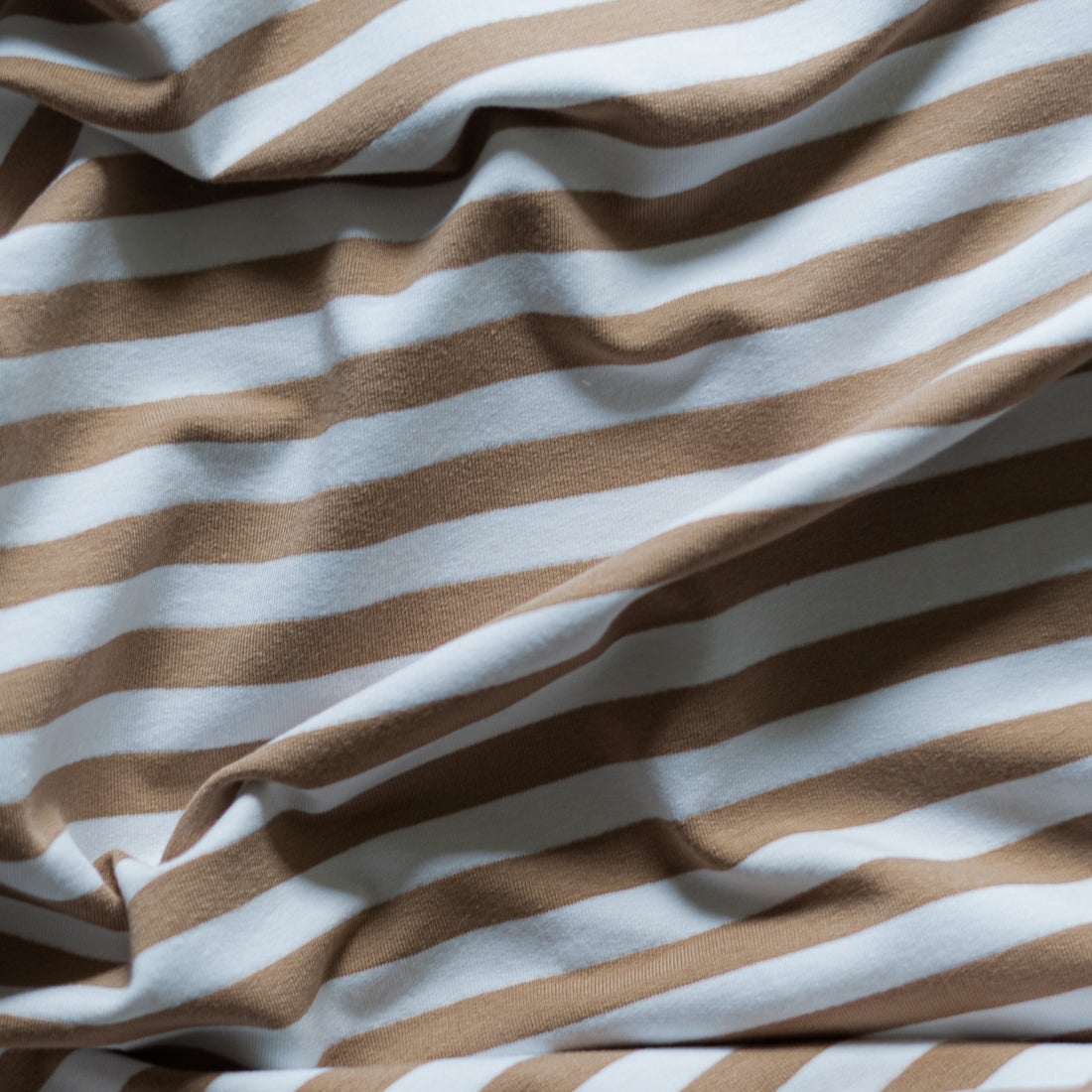 French Terry - Stripes - Sand and White Fabric